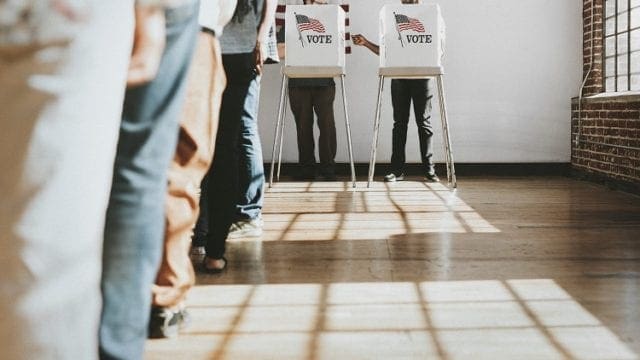 American at a polling booth