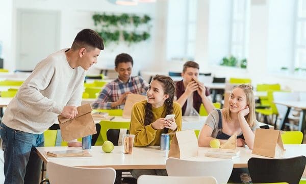 high school students at school cafeteria