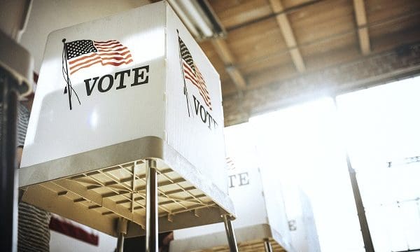 American at a polling booth