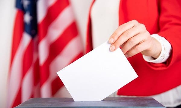 United States elections 2020 concept. People voting for general election in United States.