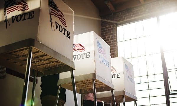 American at a polling booth
