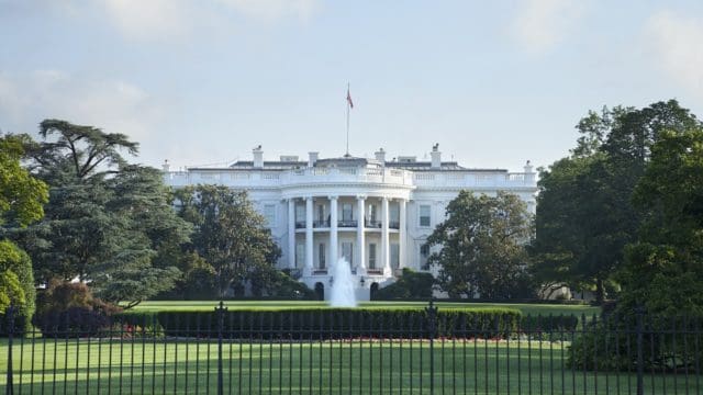 The White House in Washington DC viewed from the south side