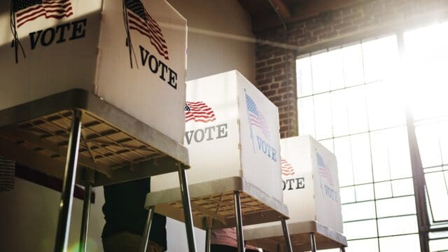 American at a polling booth