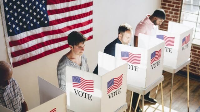 American at a polling booth