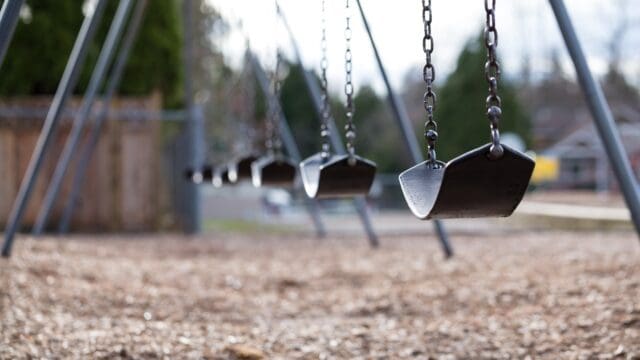 Swings in a playground.