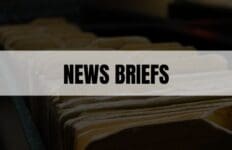 Text that says News Briefs on a white rectangle with file folders in the background