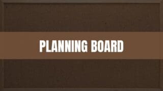 Text that says Planning Board with a bulletin board in the background