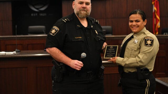 The award was presented by Lt. John Dawson of the sheriff's office, a past winner of the award. 