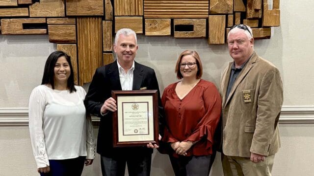 L-R: Certification Manager Aidee Flores, Sheriff Gerald
Couch, Deputy Angela Moore and Chief Deputy Kevin Head. (HCSO photo)  