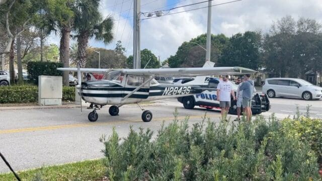 The plane was moved to a side road. (John Shainman photo via WPTV)