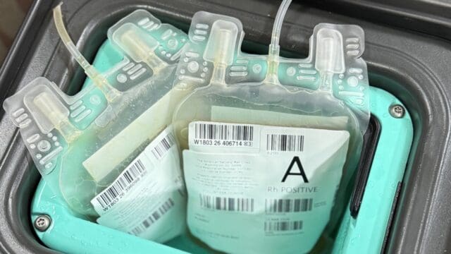 Blood products inside of the temperature-controlled coolers. (HCFR photo)