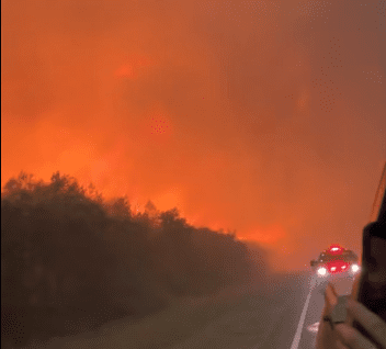 Photo provided by White Co. Fire Dept. crew from the area where they have joined the efforts to control one of the fires.