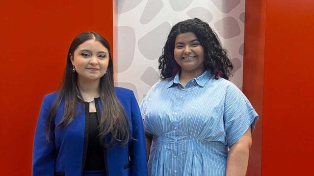 UNG student Alexandra Soto, right, finished in second place in the virtual Georgia Interstate Oratorical Association competition. With Stephania Ortez, lecturer of communication and director of forensics at UNG..

(UNG photo)